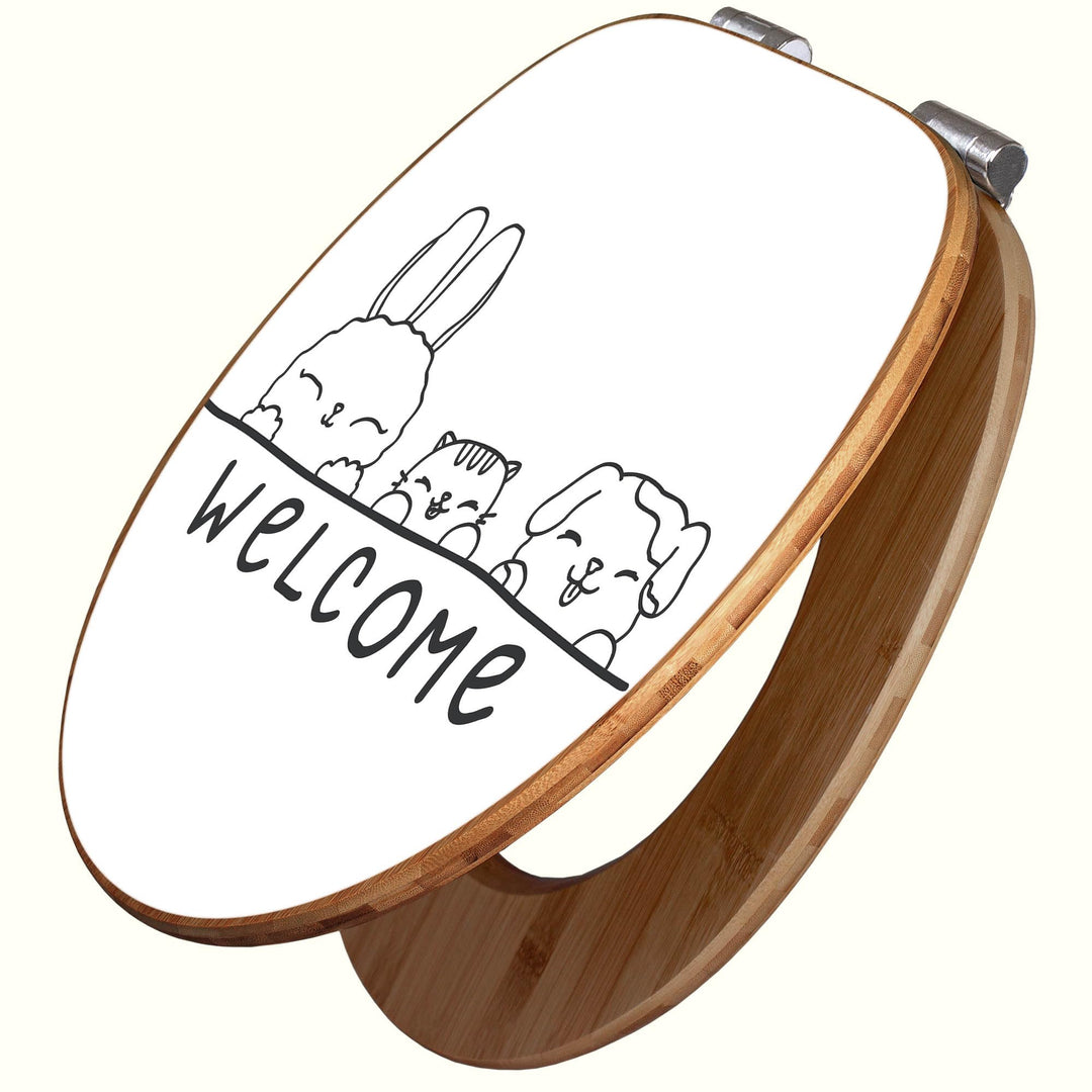 banjado Design WC Sitz Bambus Absenkautomatik 45,8x37,5cm - Toilettendeckel mit Absenkautomatik Holz