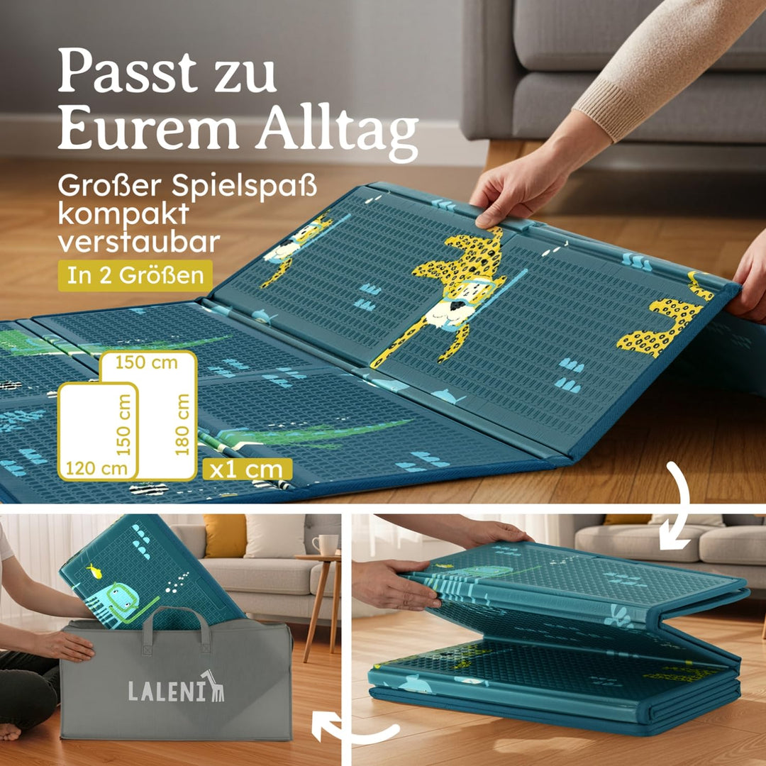 Laleni Krabbelmatte Baby 120x150x1 cm - wasserdichte Spielmatte Baby faltbar - isolierende Bodenmatt