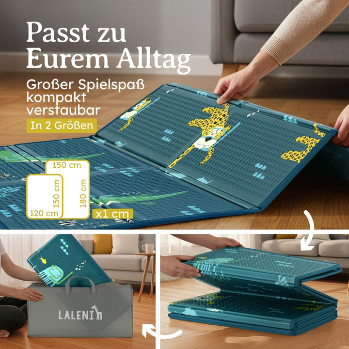 Laleni Krabbelmatte Baby 120x150x1 cm - wasserdichte Spielmatte Baby faltbar - isolierende Bodenmatt