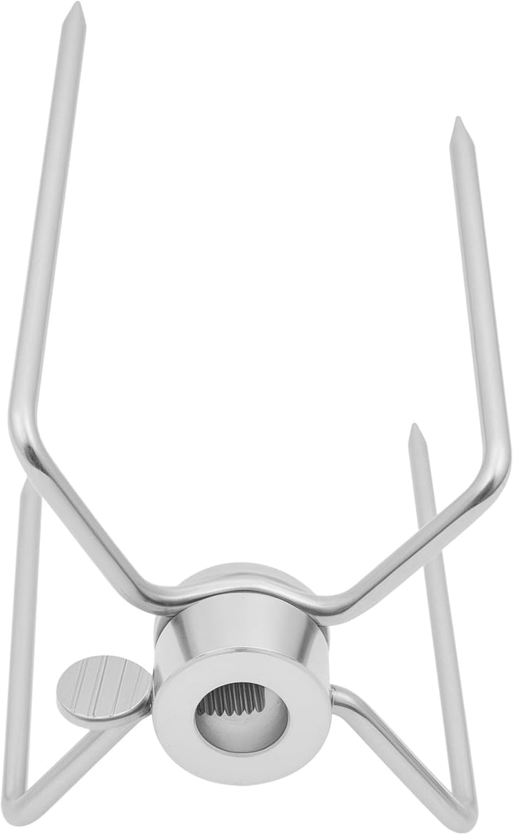4 Fleischnadeln Edelstahl BBQ – Fleischklammer für Drehspiess, Grillspiess-Gabeln Set aus Edelstahl