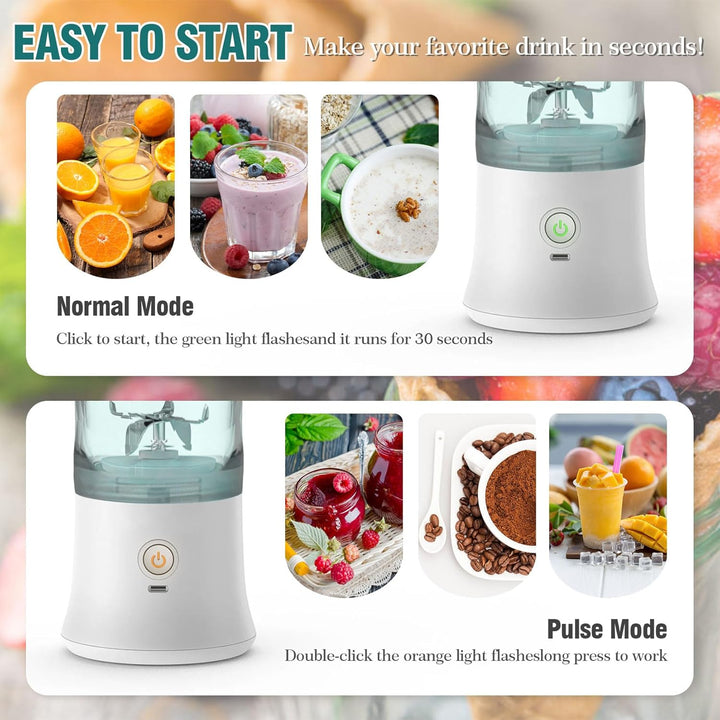 Idota Tragbarer Mixer 600ml Smoothie Maker to Go, Tragbarer Entsafter mit 6 Klinge und USB Wiederauf