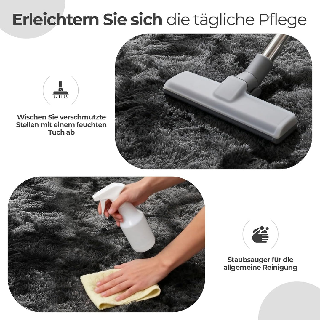 Bibykivn Teppich Wohnzimmer Hochflor Teppiche Waschbarer, 120x200cm Moderner Langflor Teppiche Anti-
