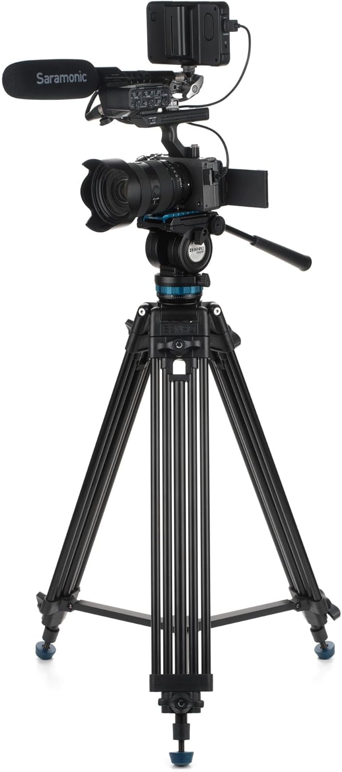 Benro KH25PC Video-Stativ mit Kopf, 6,8 kg Nutzlast, kontinuierlicher Schwenkwiderstand, Anti-Rotati