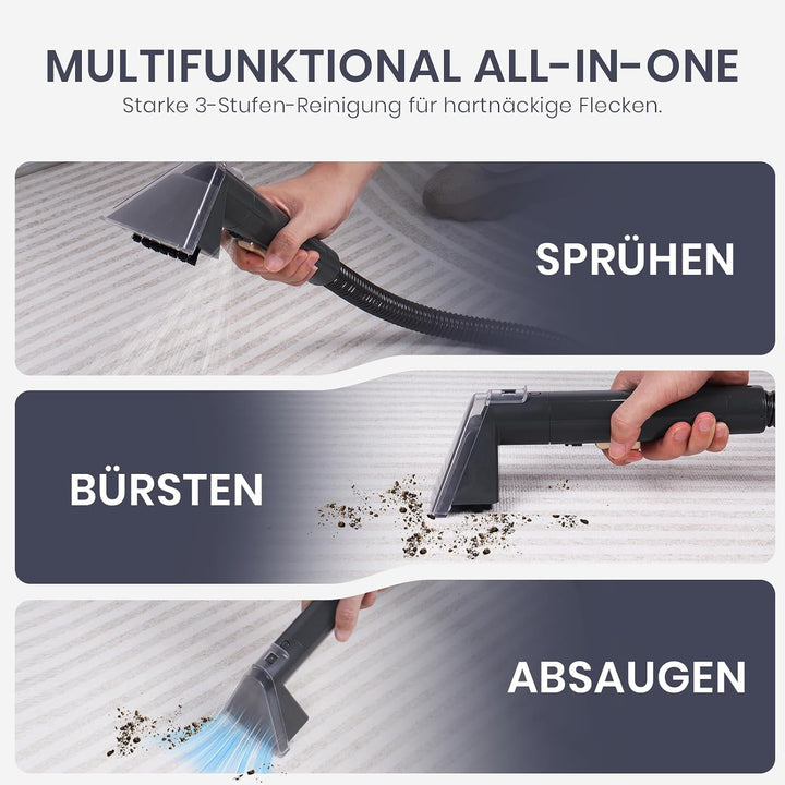Polsterreiniger Gerät, 650 W, 13 kPa Teppichreiniger &amp; Waschsauger