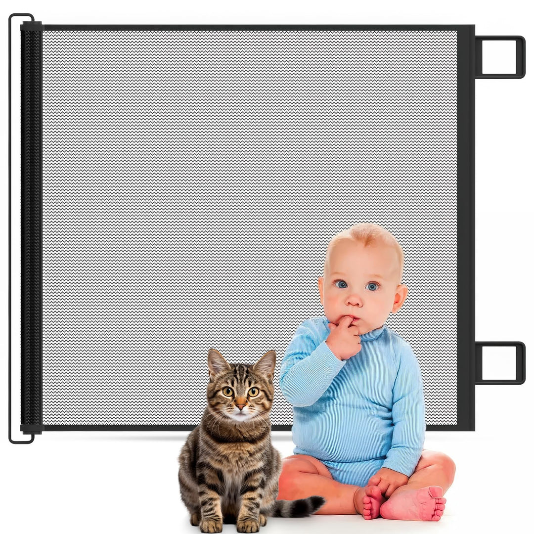 Treppenschutzgitter, Ausziehbares Sicherheitsgitter 78 cm Hoch, Automatische Aufrollfunktion, Strapa