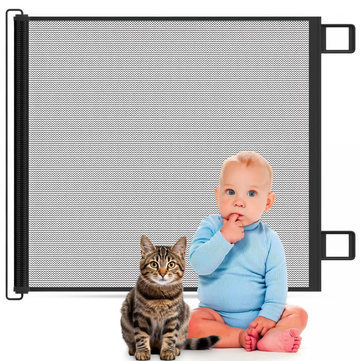 Treppenschutzgitter, Ausziehbares Sicherheitsgitter 78 cm Hoch, Automatische Aufrollfunktion, Strapa