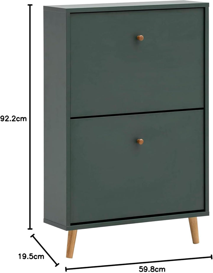 Schildmeyer Bjarne Schuhschrank 160171, waldgrün, 59,8 x 19,5 x 92,2 cm, platzsparend durch geringe