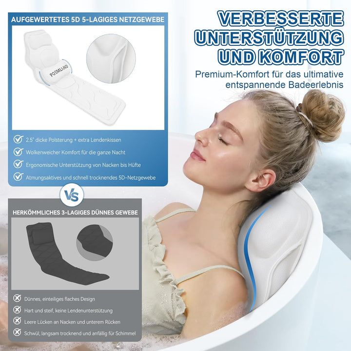 Poemland Luxus Dicke, volle Körper Badewannenkissen Mat &amp; Cushion für Badewanne Kopfstütze Hals Schu
