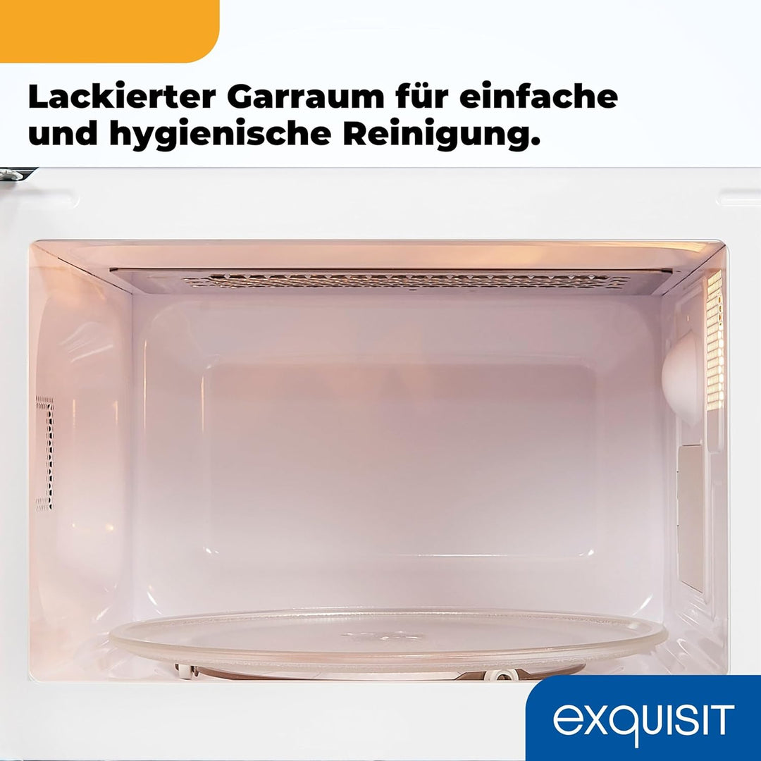 Exquisit Retro-Mikrowelle 700 Watt, 25,5 cm Drehteller, 1000 Watt Grill, 20L, 5 Leistungsstufen, Tim