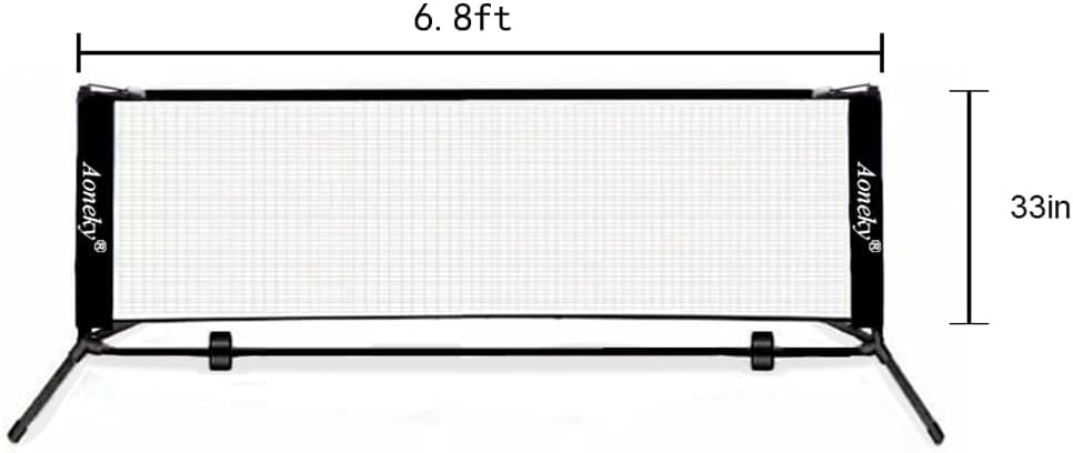 Aoneky Tennis Kit 2M/3M /6M x83cm, Metallrahmenständer und Stark PE-Tennisnetz | Tragbares Picklebal