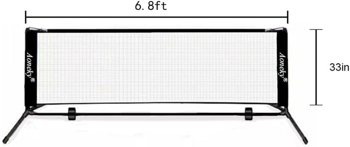 Aoneky Tennis Kit 2M/3M /6M x83cm, Metallrahmenständer und Stark PE-Tennisnetz | Tragbares Picklebal