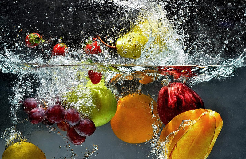 Queence Ceranfeldabdeckung Obst und Beeren Induktionsherd-Abdeckung 80x52 cm | Herdabdeckplatte aus