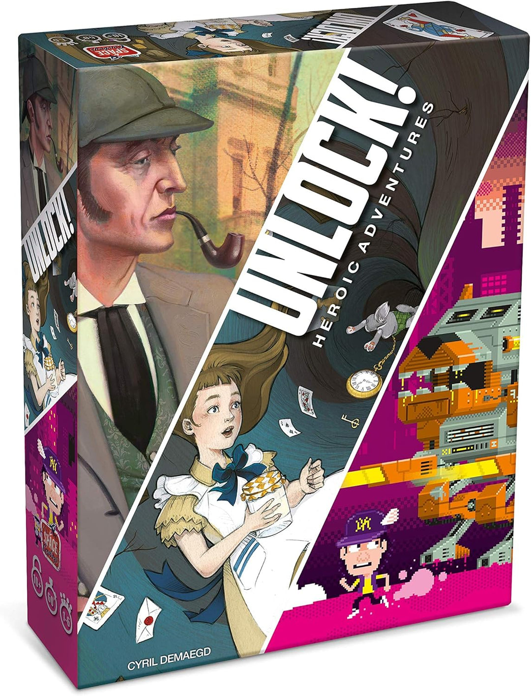 Asmodee Scunl05It Unlock Heroic Adventures Brettspiel Edition auf Italienisch, Mehrfarbig Entsperren