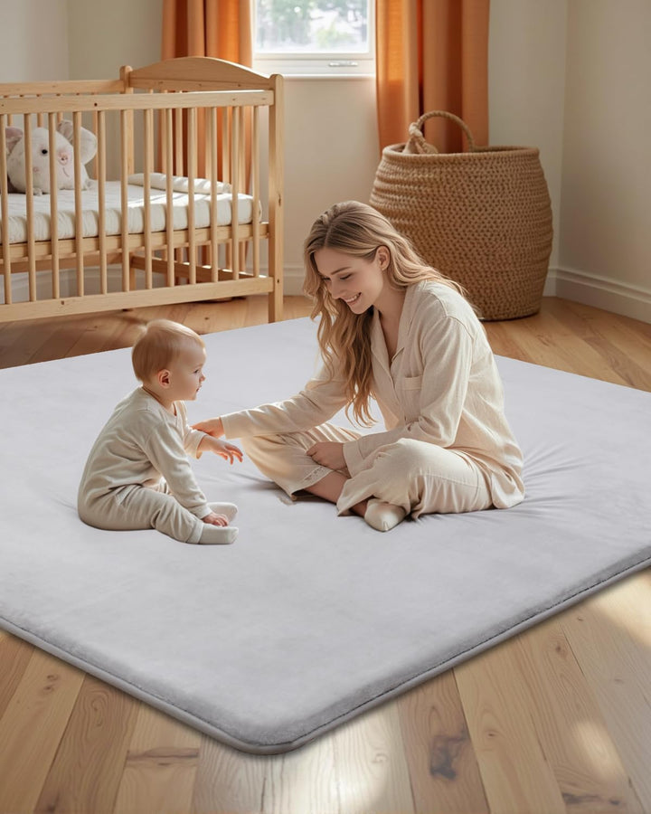 Dicke Krabbelmatte Baby 120×120×3cm,Schaumfüllung Teppich Spielmatte Baby,Rutschfester Unterseite&We
