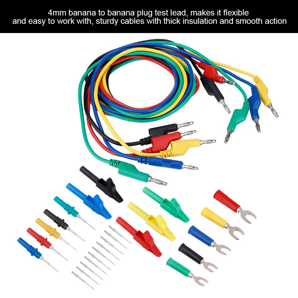 4 mm Bananenstecker Messleitungen Set P1036B Krokodilklemmen U Sonden Kit für Multimeter Test, 4 mm