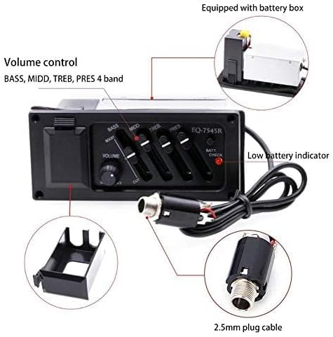 Akustikgitarren-Tonabnehmer 4-Band-Vorverstärker-EQ-Equalizer Piezo-Tonabnehmersystem für Akustikgit
