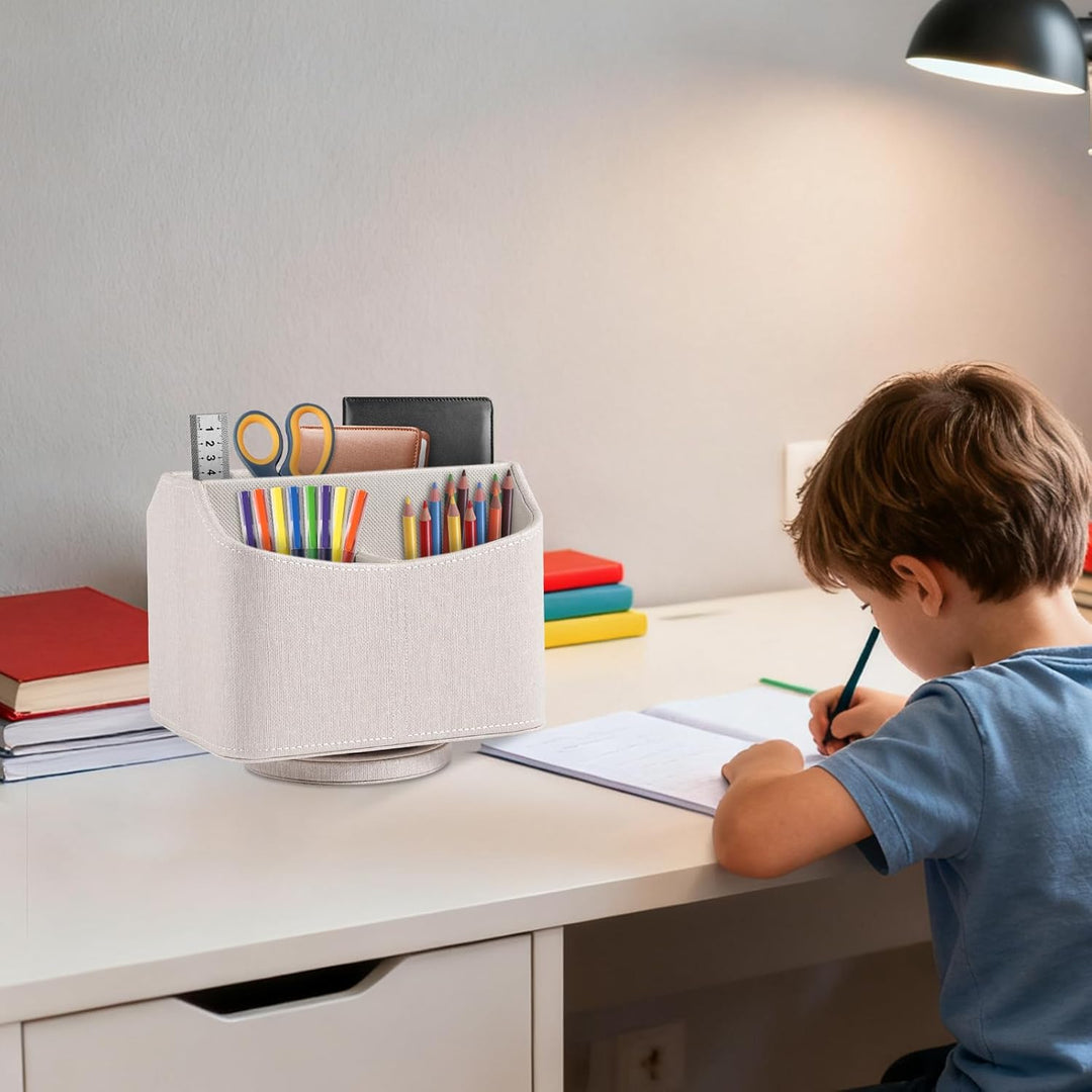 360-drehender Fernbedienungshalter, 5-Teile Nachttisch PU-Leder Multifunktionale Organizer Büro Schr