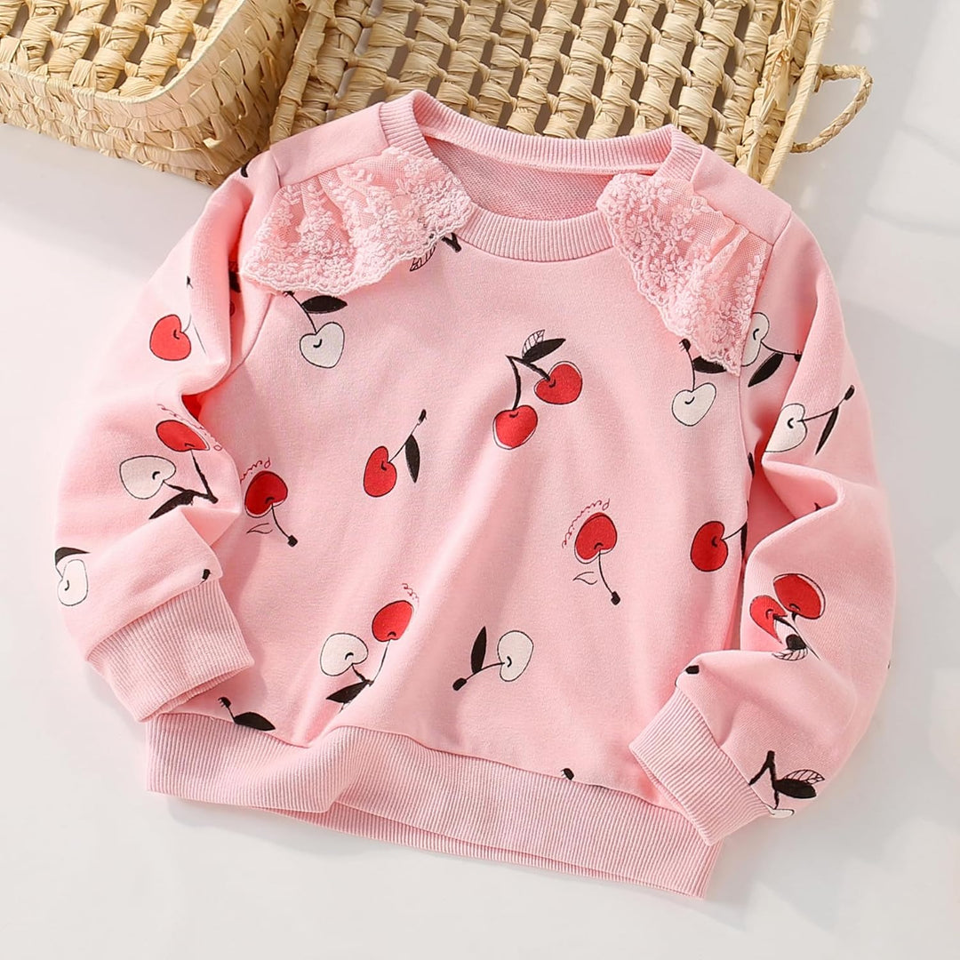Sweatshirt Mädchen Pullover für Kinder Süss Cartoon Sweater Mädchen Langarmshirts aus Baumwolle Alte
