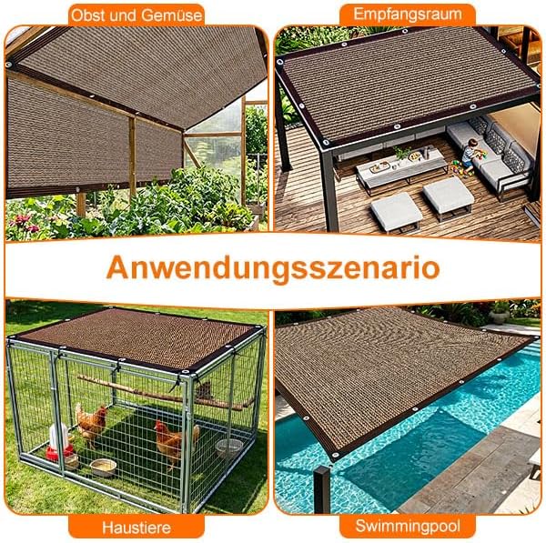 Schattierungsnetz,Schattiernetz mit ösen,80% UV-Beständiges Schattennetz für gewächshaus, Wiederverw