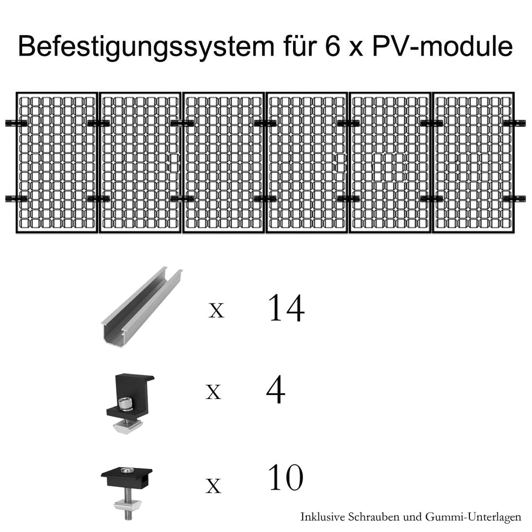 Solarpanel Halterung Kit und Zubehör Schwarz Eloxiert,Halterung für Solarmodule,Befestigungsschiene1