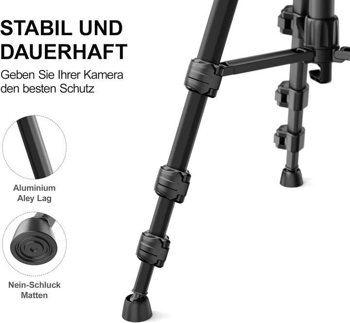 RALENO 60'' Stativ für Kamera, Kompaktes&Leichtes Stativ mit Tasche für Professionelle Fotografen, F