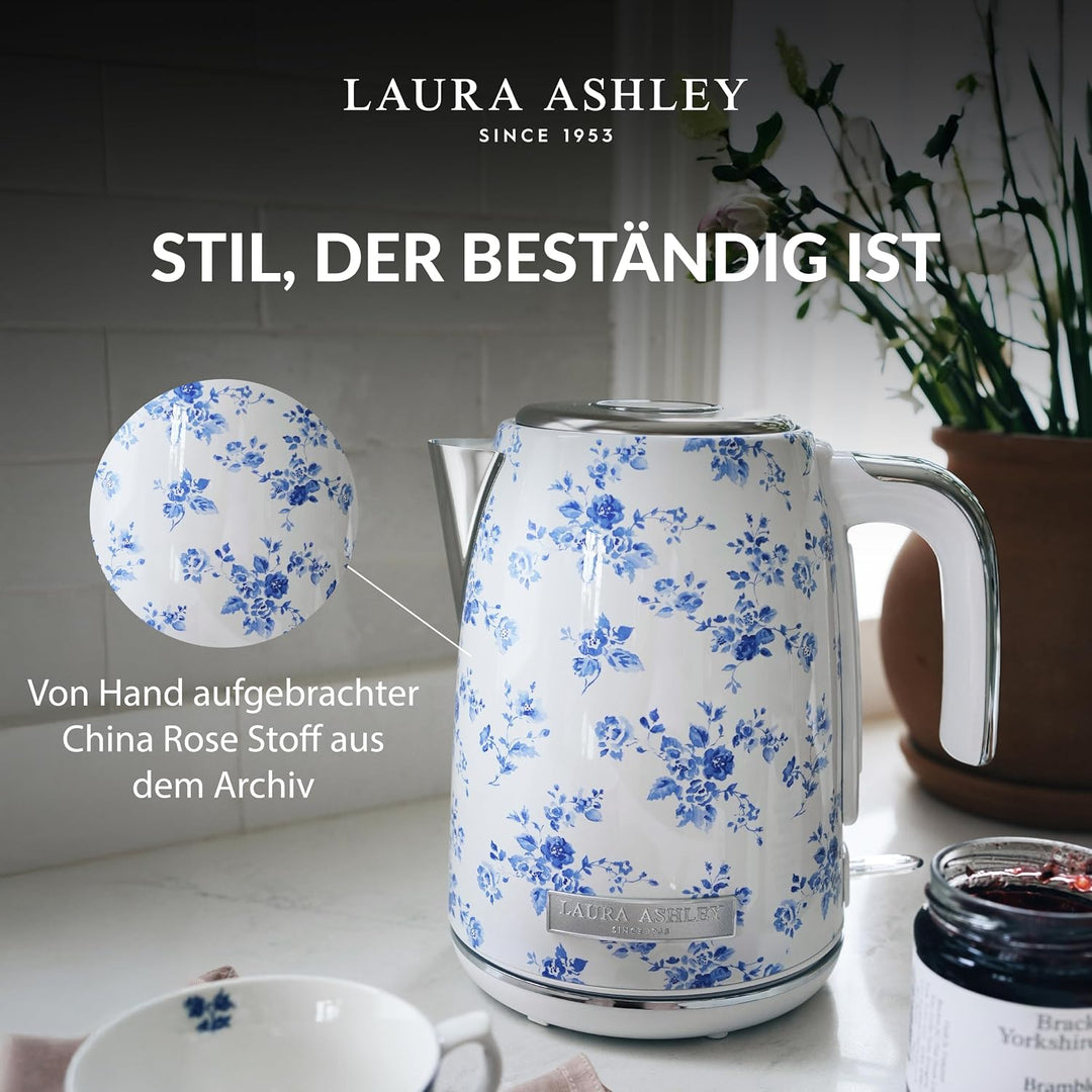 Laura Ashley China Rose Kabelloser Elektrischer Wasserkocher von VQ. Edelstahl-Wasserkocher 1.7 Lite