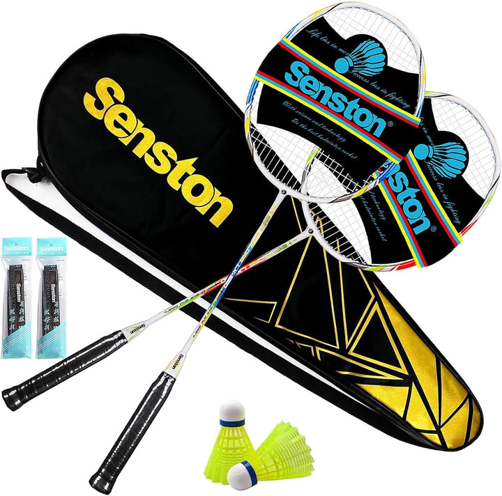 Senston Graphit Badminton Set Carbon Profi Badmintonschläger Leichtgewicht Badminton Schläger Federb