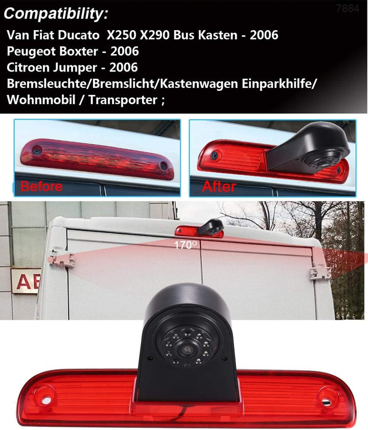 Bremsleuchte Rückfahrkamera + 4.3 Zoll TFT LCD Farbdisplay Auto Monitor, IR Nachtsicht Auto Rückfahr