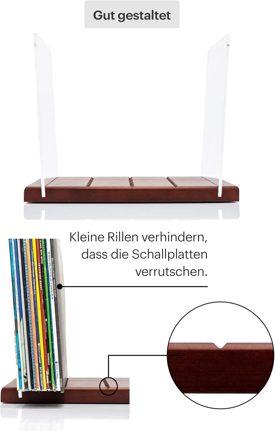 Schallplattenständer - Ein Plattenhalter im minimalistischen Design - 60 LP Kapazität - passt zu jed
