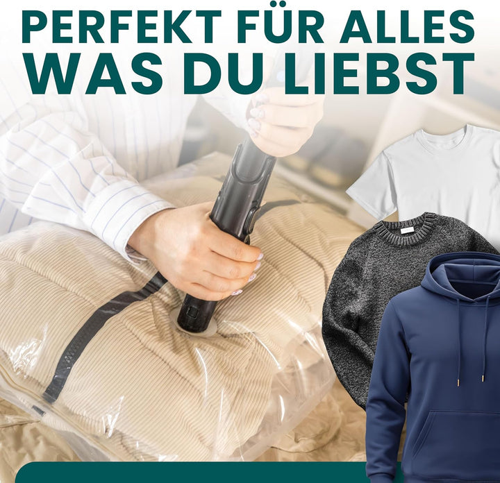 myHodo Vakuumbeutel für Kleidung (10 Stück 60x80 cm), Wiederverwendbare Aufbewahrungsbeutel zur Aufb