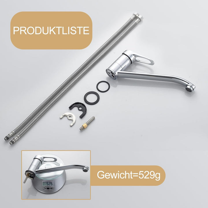 BELZ Küchenarmatur Wasserhahn, 360° Drehbare Einhebelmischer Mischbatterie, mit Keramikkartusche & 6