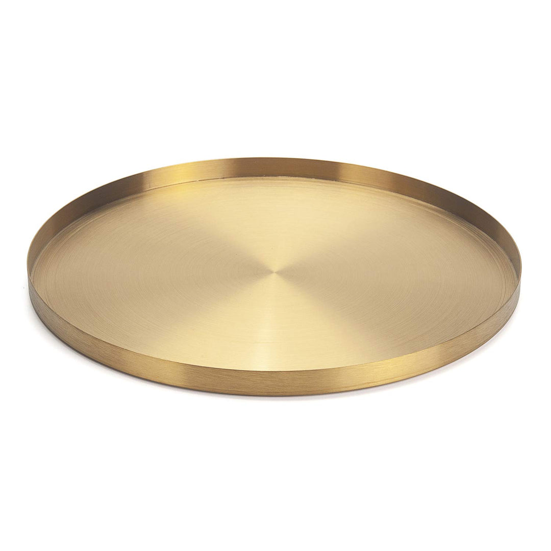 DOKOT Rundes Tablett aus Edelstahl Serviertablett Goldfarben Schmuck- und Make-up-Organizer/Kerzente