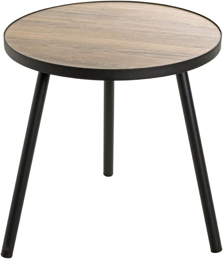 HAKU Möbel Beistelltisch, MDF, schwarz-eiche, Ø 50 x H 52 cm