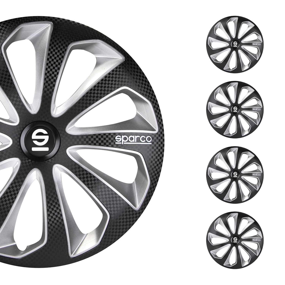 Satz Sparco Radzierblenden Sicilia 14-Zoll Schwarz/Silber/Karbon