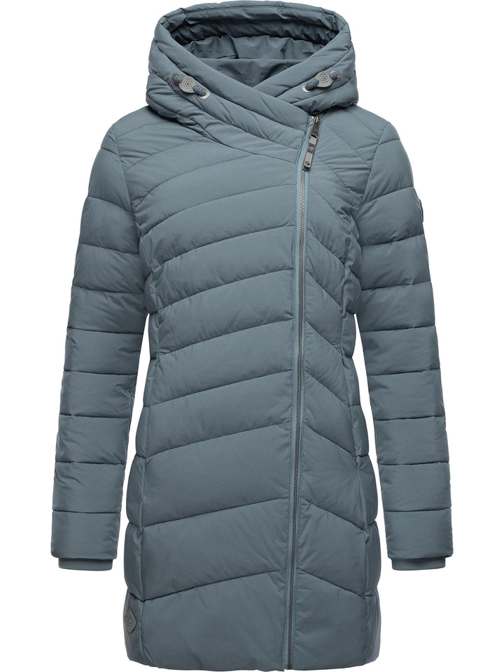 Ragwear Damen wasserdichter Regenmantel Wintermantel warm gefüttert Steppmantel lang mit Kapuze Teel