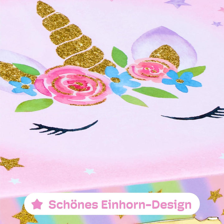 Jewelkeeper Musikalisches Schmuckkästchen Kinder Mädchen - Einhorn Schmuckkasten mit Glitzer Regenbo