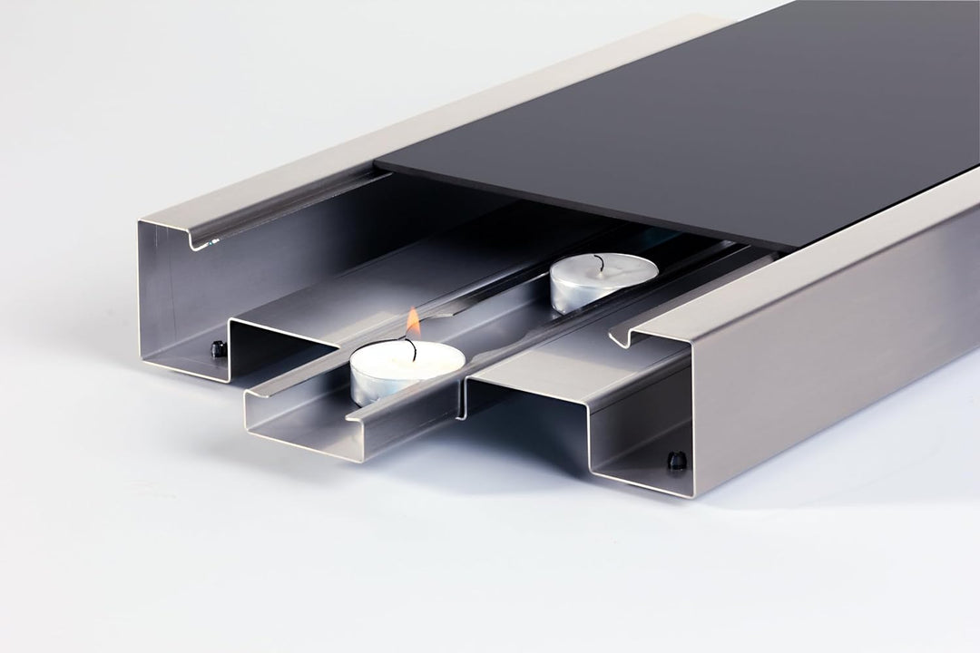 Koch #00 Edelstahl Rechaud/Stövchen mit eloxierter Wärmeplatte und flexiblem Teelichtauszug für 3 Te