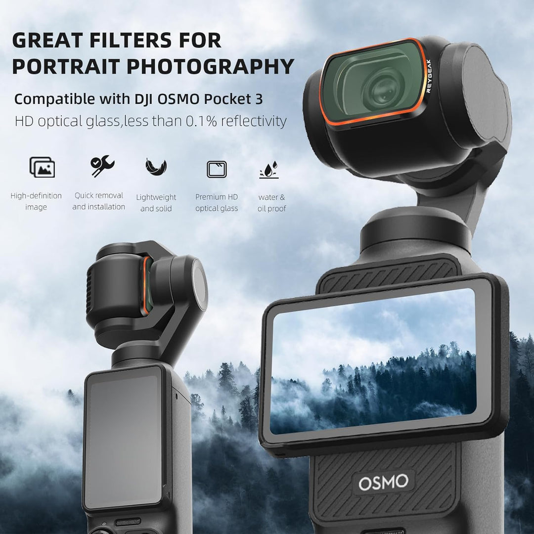 REYGEAK Black Mist Diffusion Filter für DJI Osmo Pocket 3，Schwarze Leichter Diffusionsfilter ，Verträ