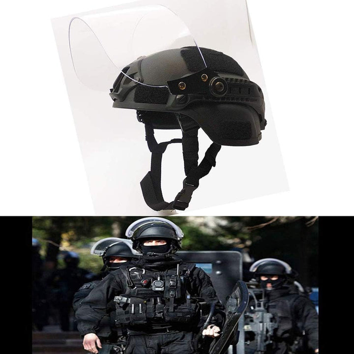 Tactical Area Airsoft Mich 2000 Quick Helm mit NVG Halterung und Schutzbrille. BK, BK