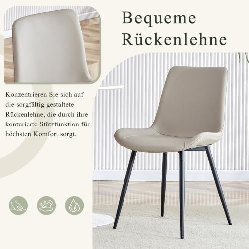 Esszimmerstühle 4er Set Kunstleder – Polsterstuhl mit breiter Sitzfläche & Rückenlehne, ergonomisch,