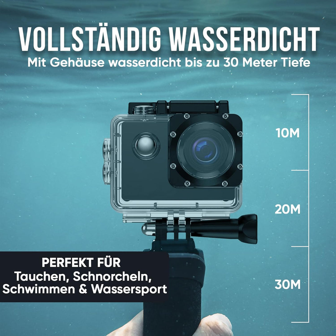 Strex Action Cam 4K 16MP - 60FPS / 30M Wasserdicht/WiFi - Inklusive Zubehör - Action Kamera - Unterw