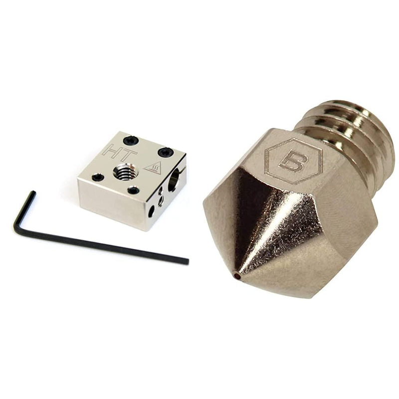 Micro Swiss Plated Copper High Temperature MK8 Style Heater Block Upgrade & BROZZL High-End MK8 Düse