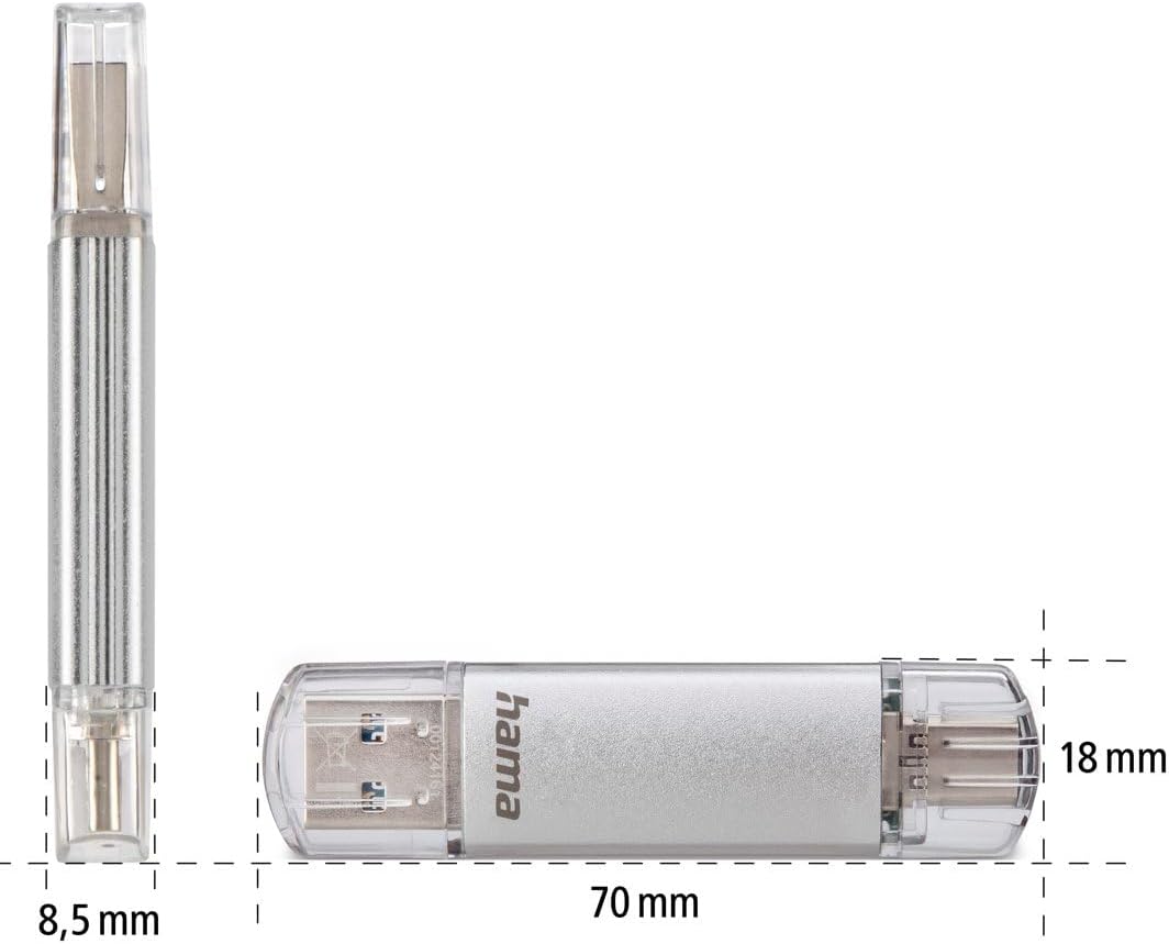 Hama 256GB USB-Speicherstick mit USB 3.2 Gen 1-Type-C (2-in-1 USB-Stick, z.B. für Android Handy, Tab