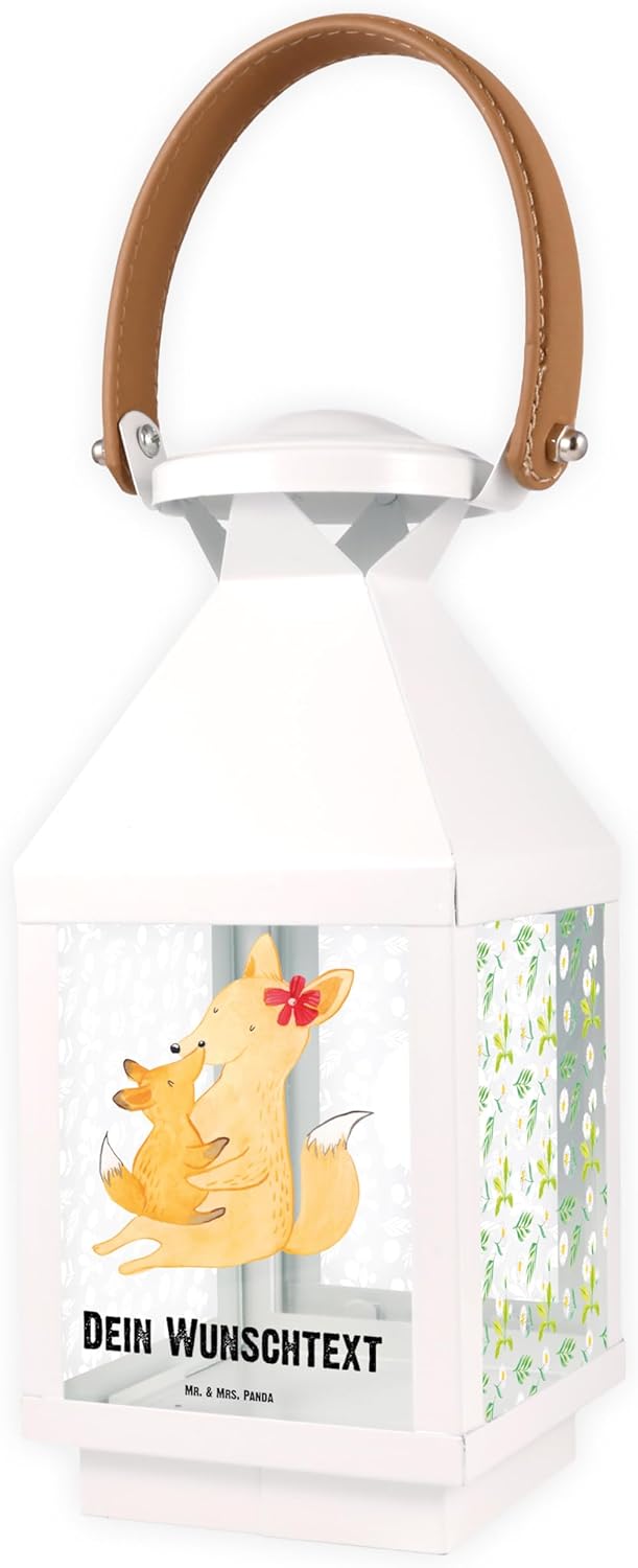 Mr. &amp; Mrs. Panda S Personalisierte Deko Laterne Fuchs Mama &amp; Kind - Personalisierte Geschenke, Later