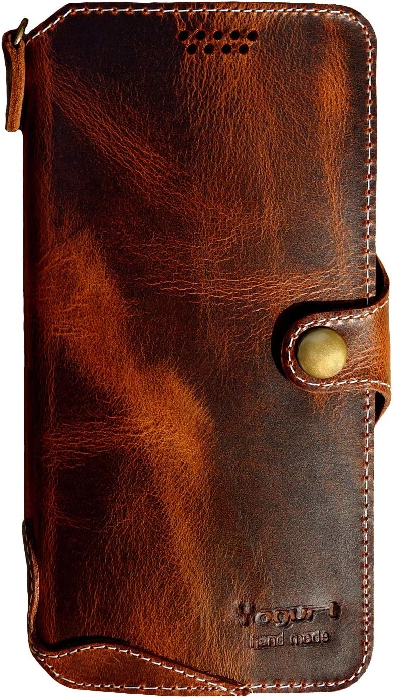 Yogurt Handyhülle für Samsung Galaxy S22 Ultra, Hülle Echtleder Case Ledertasche Lederhülle für Sams