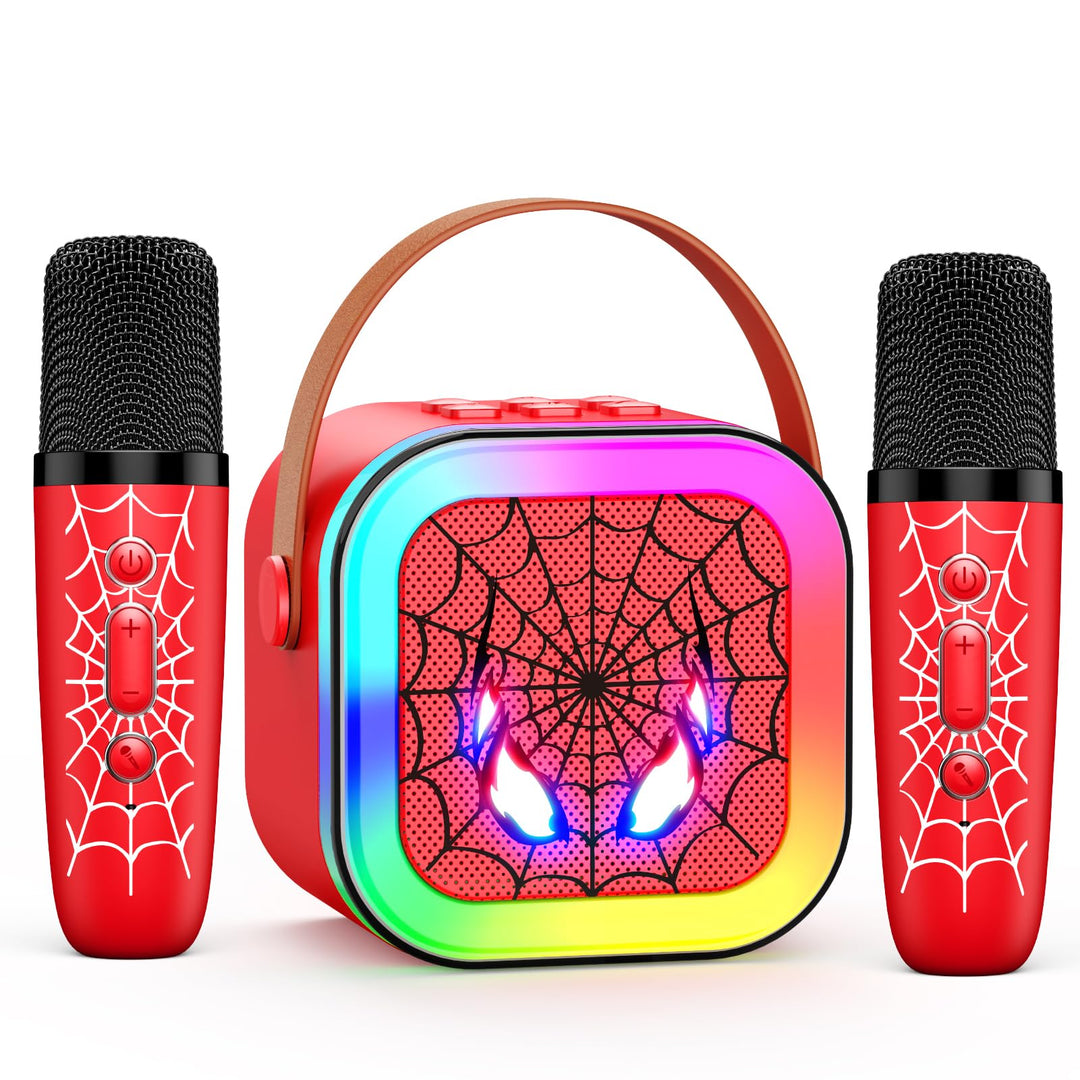 Braxel Karaoke Maschine Kinder, Spider Spielzeug ab 3-12 Jahre Junge Mikrofon Kinder Weihnachten Ges