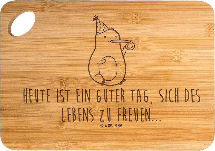Mr. & Mrs. Panda Bambus - Schneidebrett Avocado Feier - Geschenk, Tröte, Holzschneidebrett, Holz Bre