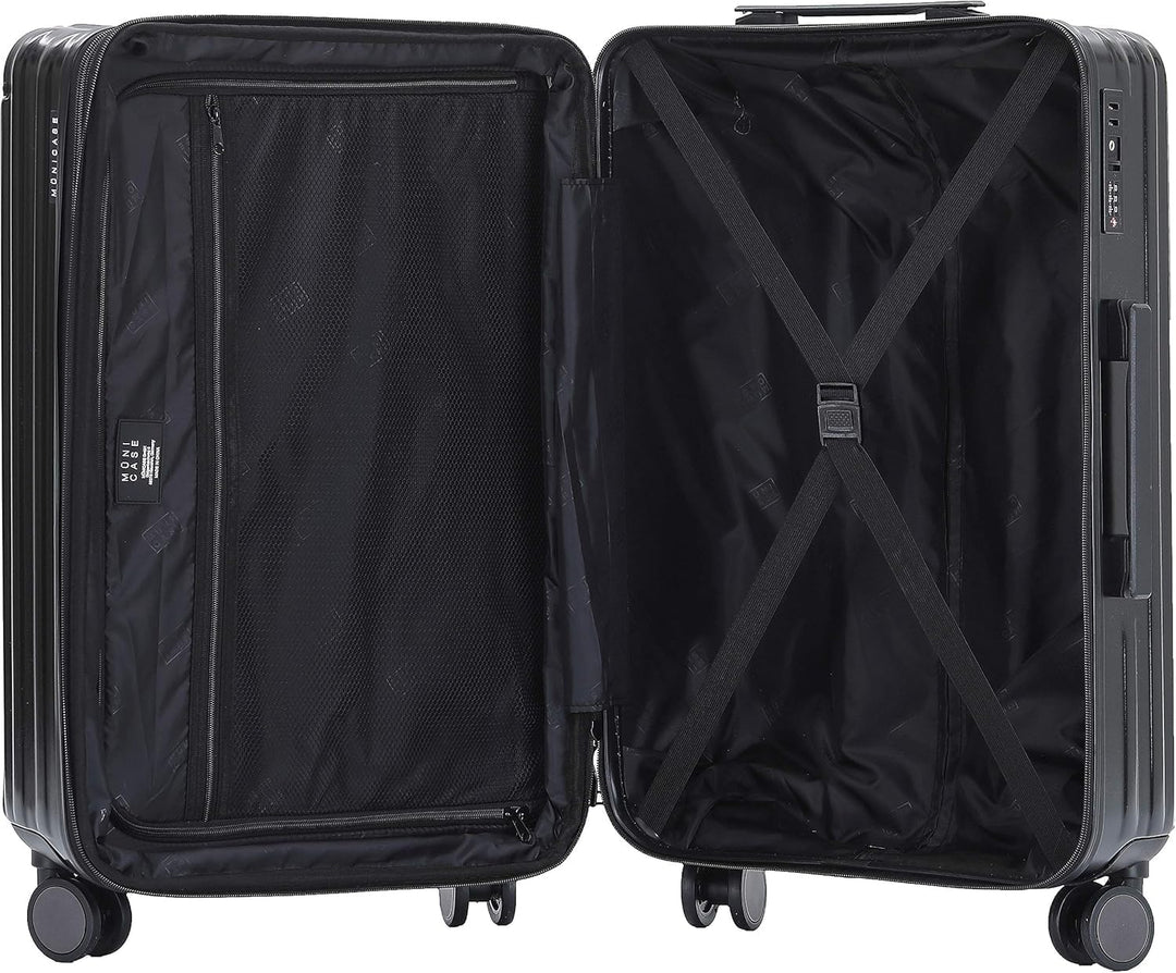 M816 TSA-Schloss, Teleskopgriff, Reisekoffer mit 4 Rollen, Hartschale (Schwarz, Kleiner Koffer) Schw