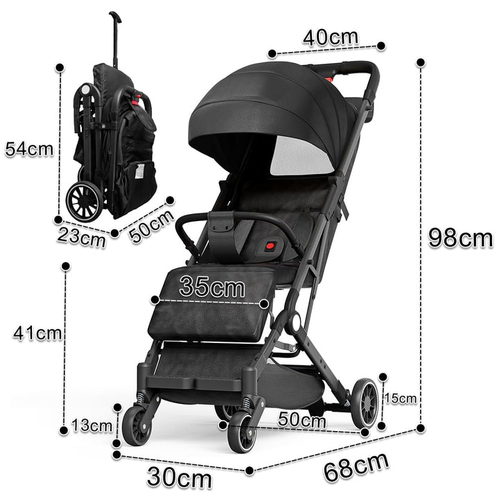 Kinderbuggy, Kinderwagen mit Sonnenschirm, Kinderwagen Zusammenklappbar, Buggy mit Liegefunktion, Ka