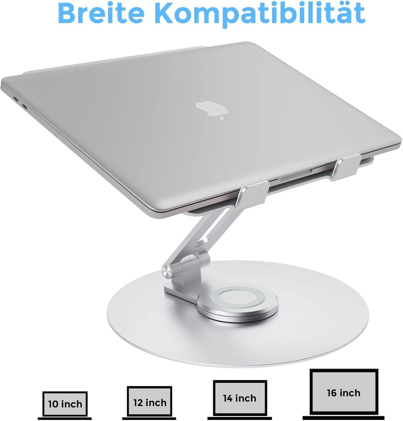 Epherie Laptop Ständer mit 360° drehbarem rundem Basis, Höhenverstellbarer ergonomischer Laptopständ